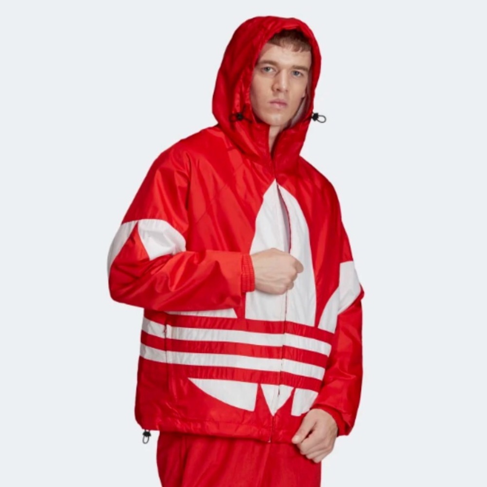 adidas Red and White Windbreaker Jacket